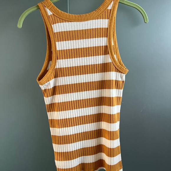 American Eagle Outfitters Mustard and White Striped Tank Top - Picture 2 of 2